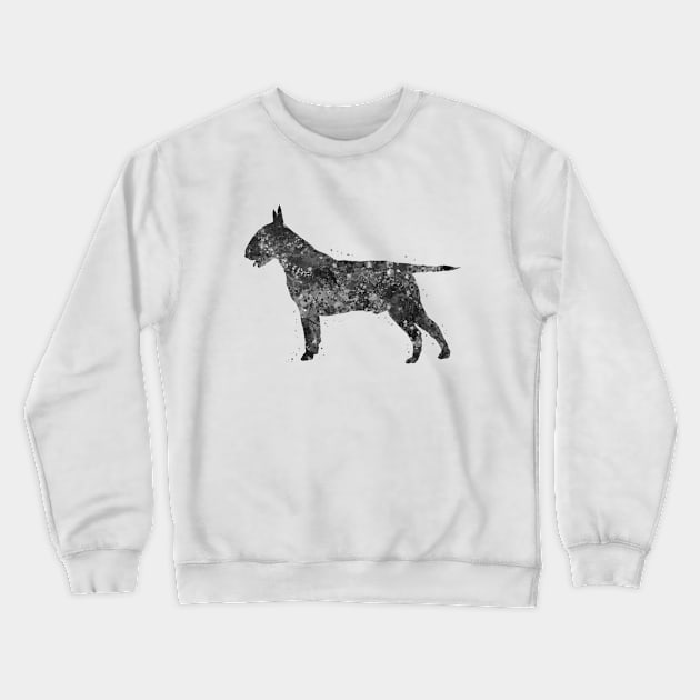 Bull Terrier dog black and white Crewneck Sweatshirt by Yahya Art